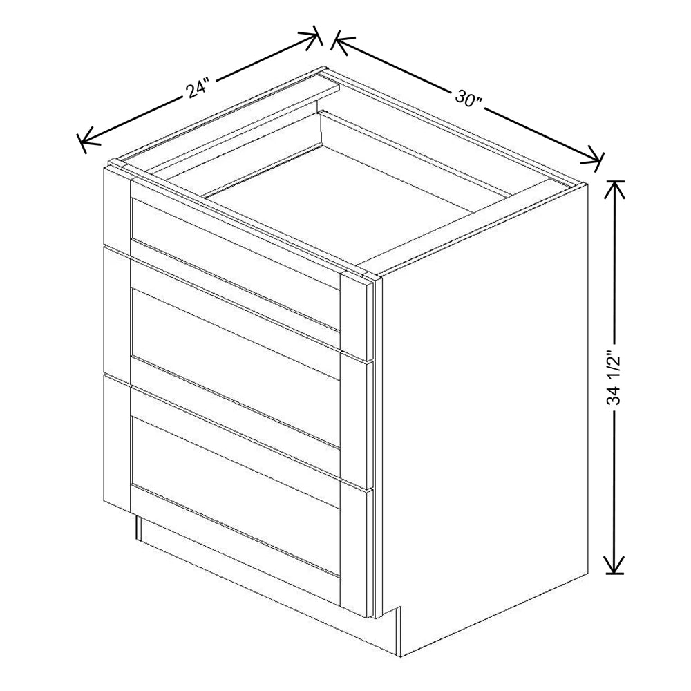Fabuwood Allure Fusion Kona 30" W X 34 1/2" H X 24" D 3 Drawer Base Cabinet